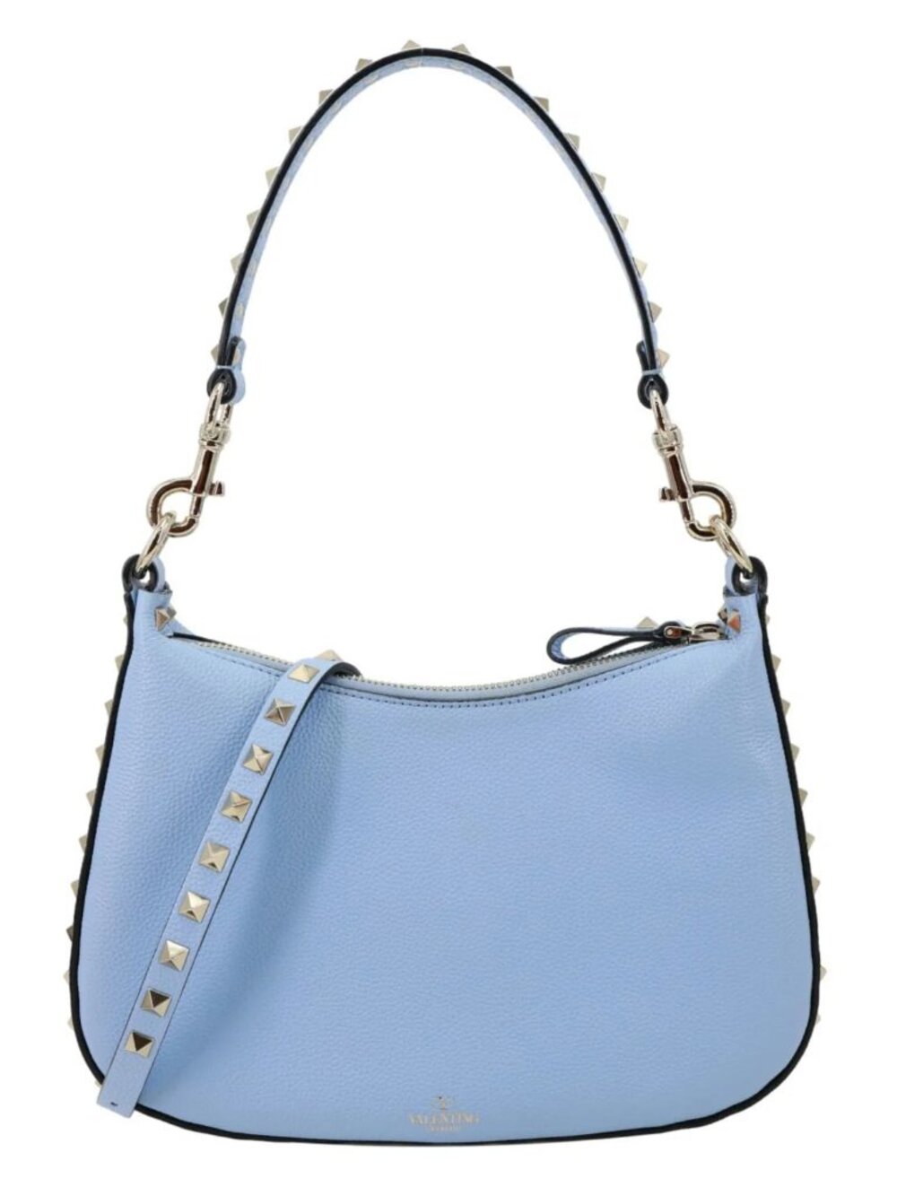 Valentino Garavani Rockstud Leather Hobo Bag Blue